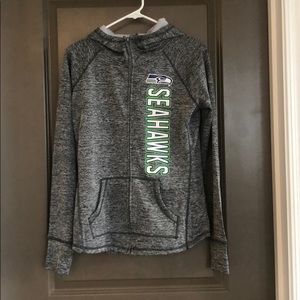Small women’s grey zip Seahawks hoodie